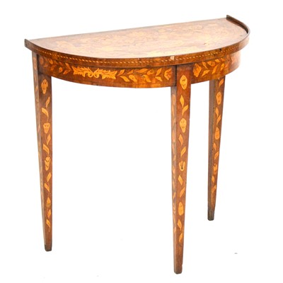 Lot 406 - Dutch walnut and marquetry demi lune table