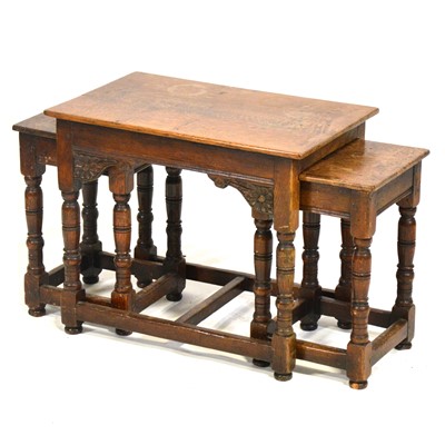 Lot 423 - Nest of three reproduction oak occasional tables