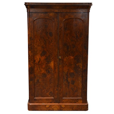 Lot 351 - Victorian figured walnut double wardrobe