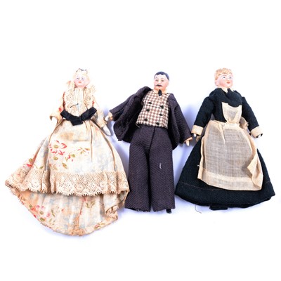 Lot 141 - Three small porcelain dolls, early 20th century