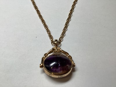 Lot 198 - David Scott-Walker - a Blue John pendant and chain and pair of earrings.