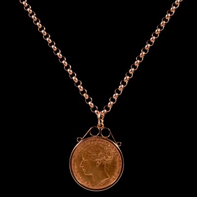 Lot 118 - A Gold Full Sovereign Coin pendant and chain.