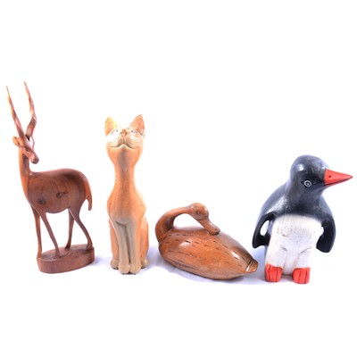 Lot 79 - Three boxes of carved wooden animal ornaments