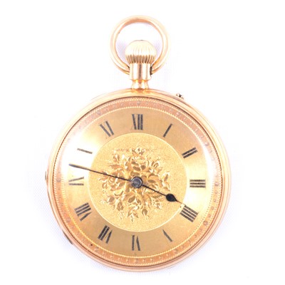 Lot 354 - An 18 carat yellow gold open face small pocket watch.