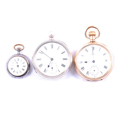 Lot 374 - Two pocket watches and a fob watch.