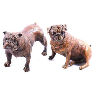 Lot 160 - Two cold-painted sculptures of bulldogs, in the manner of Bergman