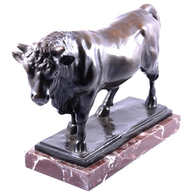 Lot 171 - Bronze bull model on a marble base