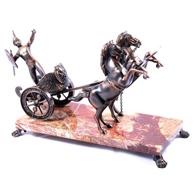 Lot 172 - Patinated metal sculpture of a chariot