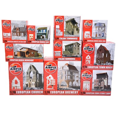 Lot 108 - Ten Airfix 1/76 scale model buildings, boxed