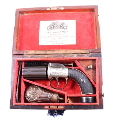 Lot 235 - Pepperbox revolver and accessories, cased