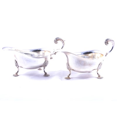 Lot 326 - Pair of silver sauce boats, Wakeley & Wheeler, London 1925.