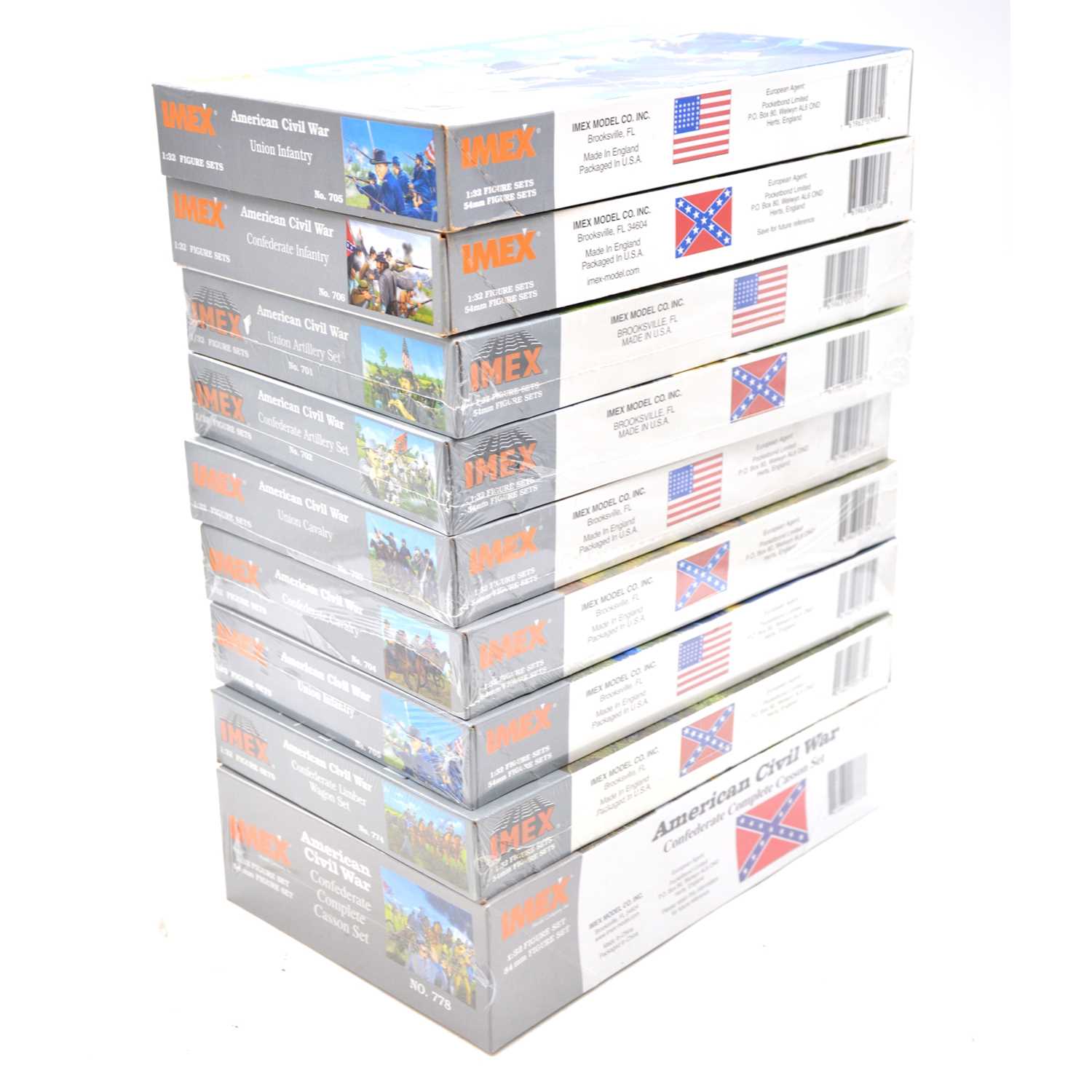 Lot 17 - Nine IMEX 1/32 scale civil war figures, boxed