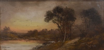 Lot 267 - Continental School, three pastel landscapes at dusk