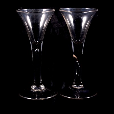 Lot 1 - Two similar wine glasses, mid 18th century