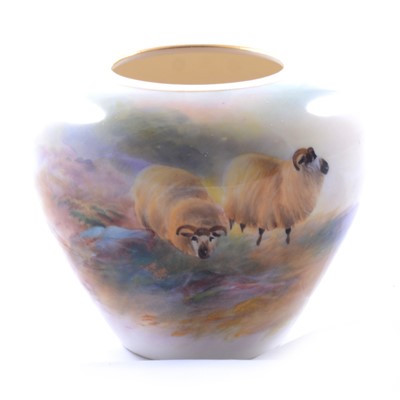 Lot 28 - Royal Worcester vase with painted landscape by Harry Davis
