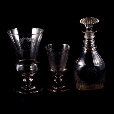 Lot 6 - Three items of glassware, initialled ensuite, circa 1800