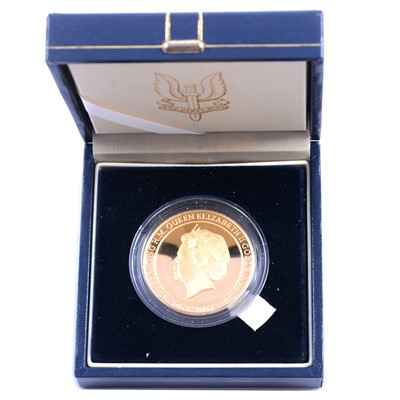 Lot 215 - A 50th Anniversary of the SAS gold-plated silver coin.