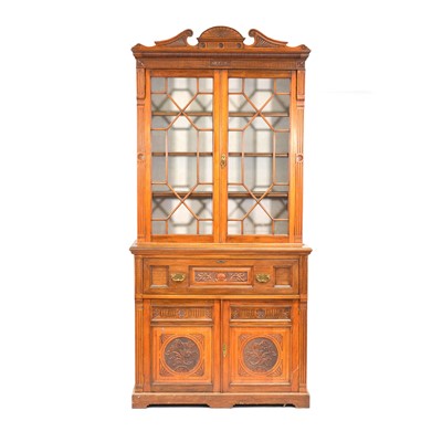 Lot 405 - Victorian walnut secretaire bookcase