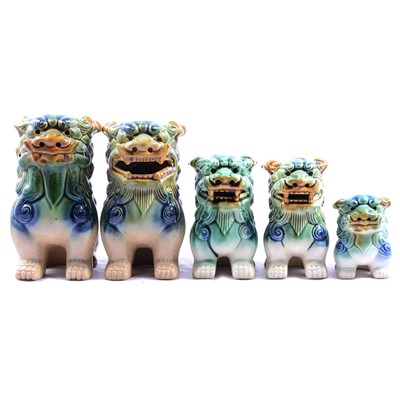 Lot 1 - Five Chinese Foo dogs.