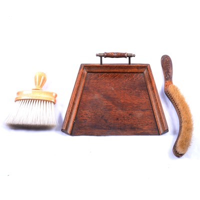 Lot 128 - Edwardian crumb tray and brush and a clothes brush.