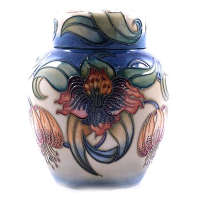 Lot 29 - Nicola Slaney for Moorcroft Pottery, a large 'Anna Lily' pattern ginger jar and cover