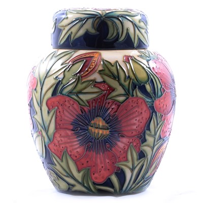 Lot 7 - Shirley Hayes for Moorcroft Pottery, a large 'Pheasants Eye' pattern ginger jar and cover