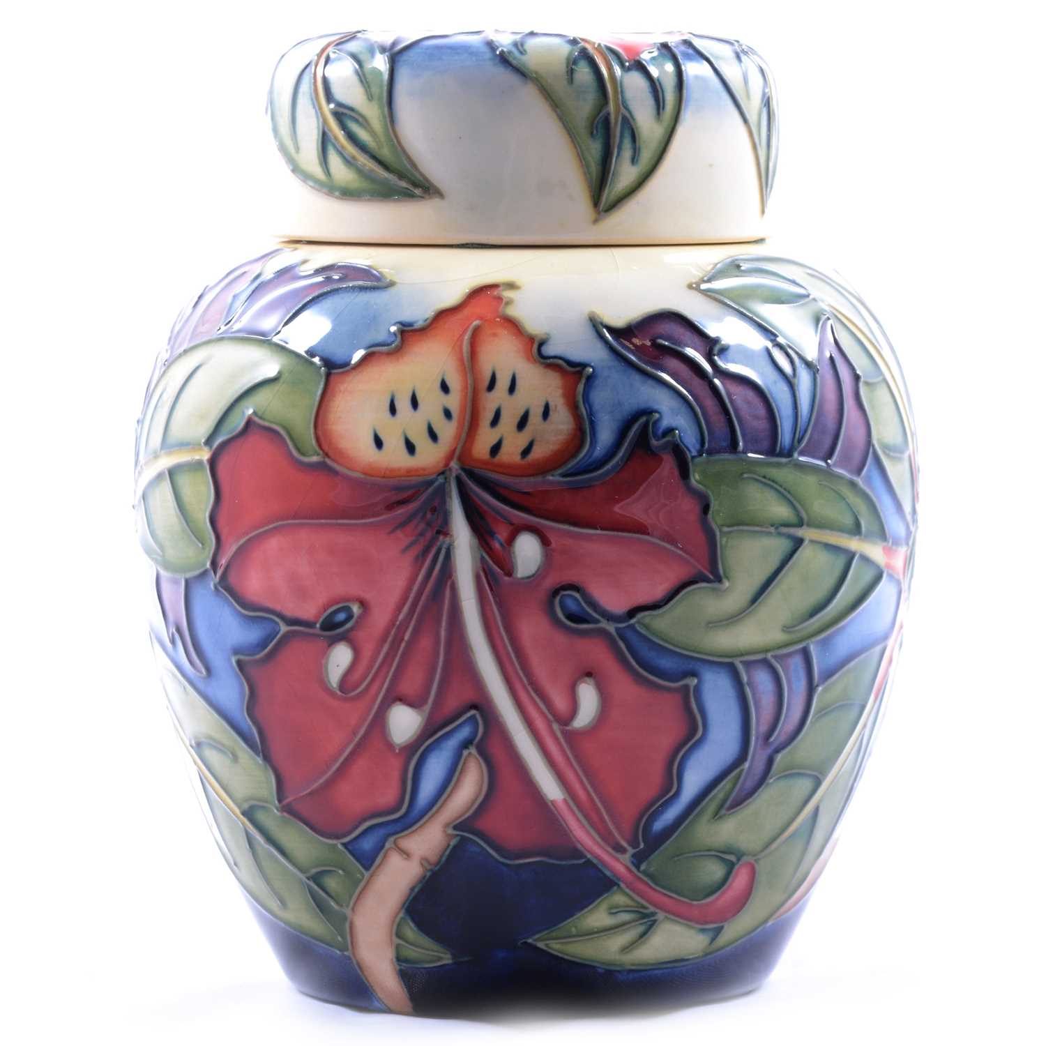 Lot 38 - Philip Gibson for Moorcroft Pottery, a large 'Simeon' pattern ginger jar and cover
