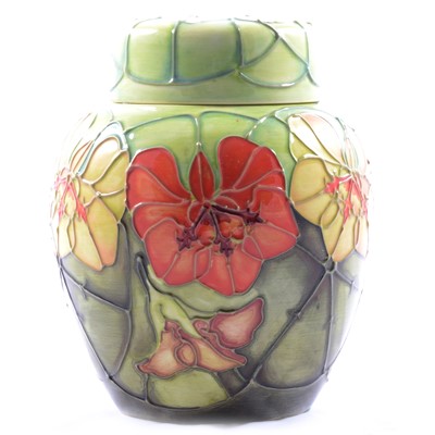 Lot 35 - Sally Tuffin for Moorcroft Pottery, a large 'Nasturium' pattern ginger jar and cover