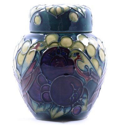 Lot 36 - Sally Tuffin for Moorcroft Pottery, a small 'Finches' ginger jar and cover