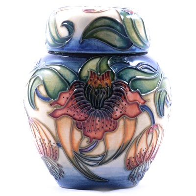 Lot 16 - Nicola Slaney for Moorcroft Pottery, a small 'Anna Lily' pattern ginger jar and cover