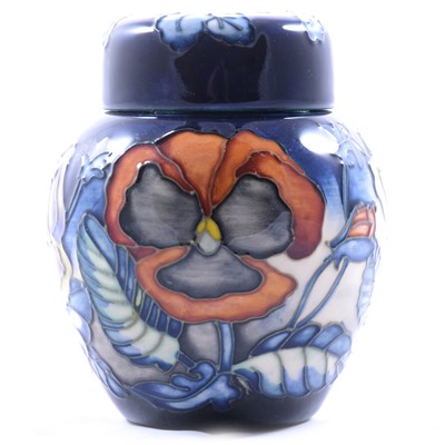 Lot 18 - Sally Guy for Moorcroft Pottery, a small 'Pansy' limited edition ginger jar and cover