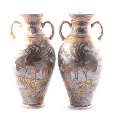 Lot 41 - Pair of Satsuma pottery vases