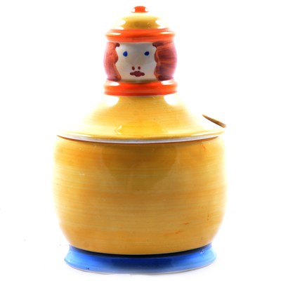 Lot 63 - Clarice Cliff, a novelty ‘Dutch Boy’ preserve pot and cover