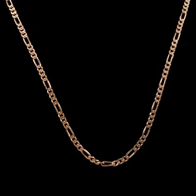 Lot 235 - A 9 carat yellow gold Figaro link chain necklace.