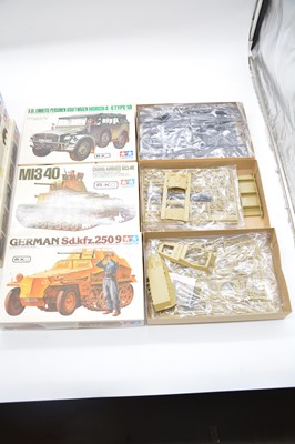 Lot 27 - Nine Tamiya 1/35 scale military vehicle kits, boxed