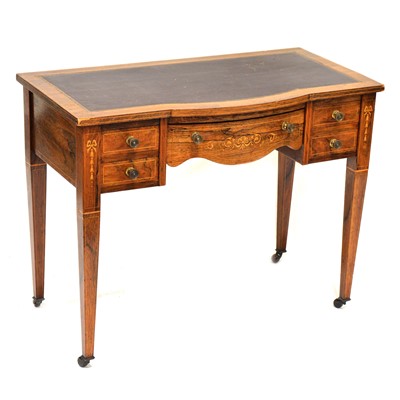 Lot 424 - Edwardian inlaid rosewood writing table