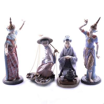 Lot 91 - Four Lladro figurines, Asian studies