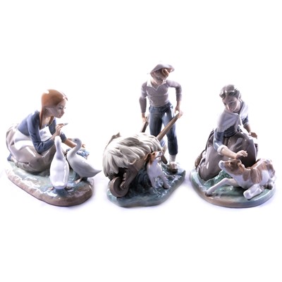 Lot 94 - Lladro, three farming figurines