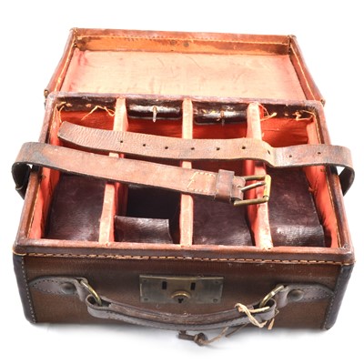 Lot 158 - Leather mounted canvas cartridge case