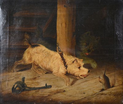 Lot 273 - Follower of George Armfield, Terriers chasing a rat