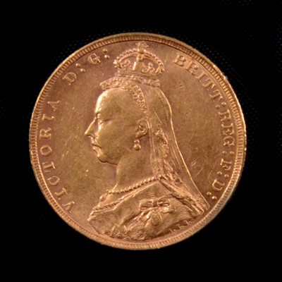 Lot 267 - A Gold Full Sovereign coin, Victoria Jubilee Head 1890.