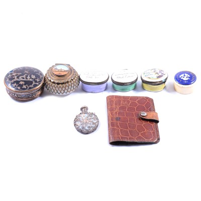 Lot 363 - Three Staffordshire enamelled boxes, Palais Royale box, etc.