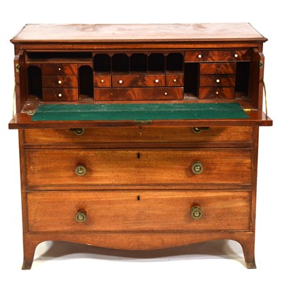 Lot 360 - George III mahogany secretaire chest