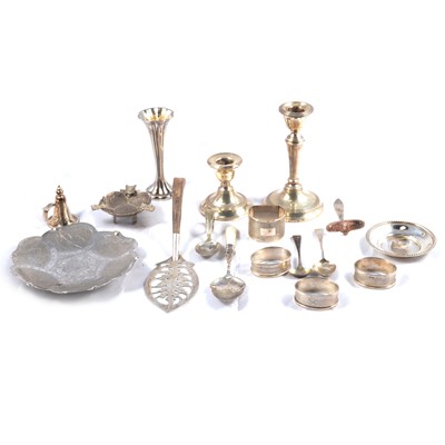 Lot 245 - Small quantity of silver, white metal and plated ware