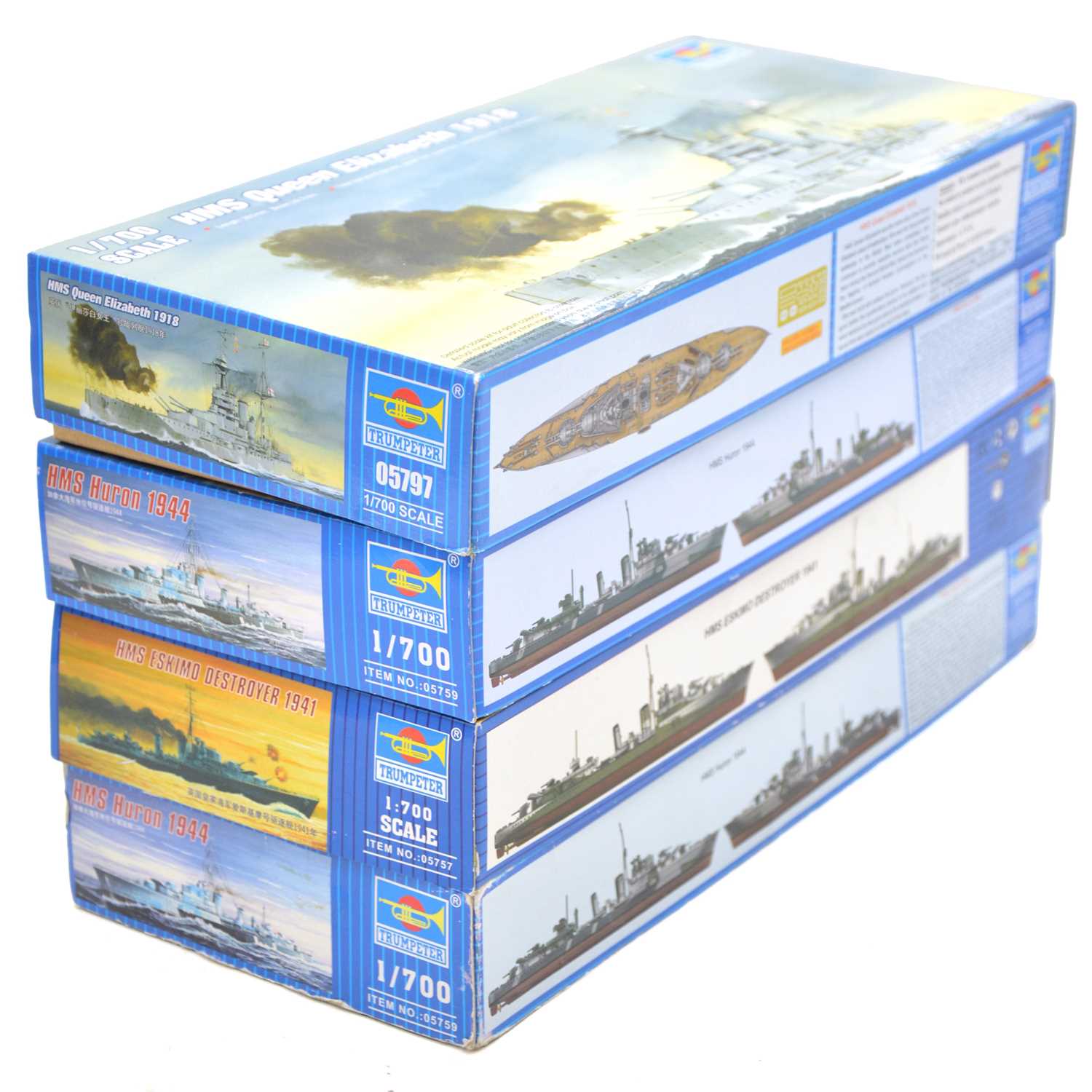 700 Scale Model Lot 131 - Four Trumpeter 1/700 scale model ship kits,