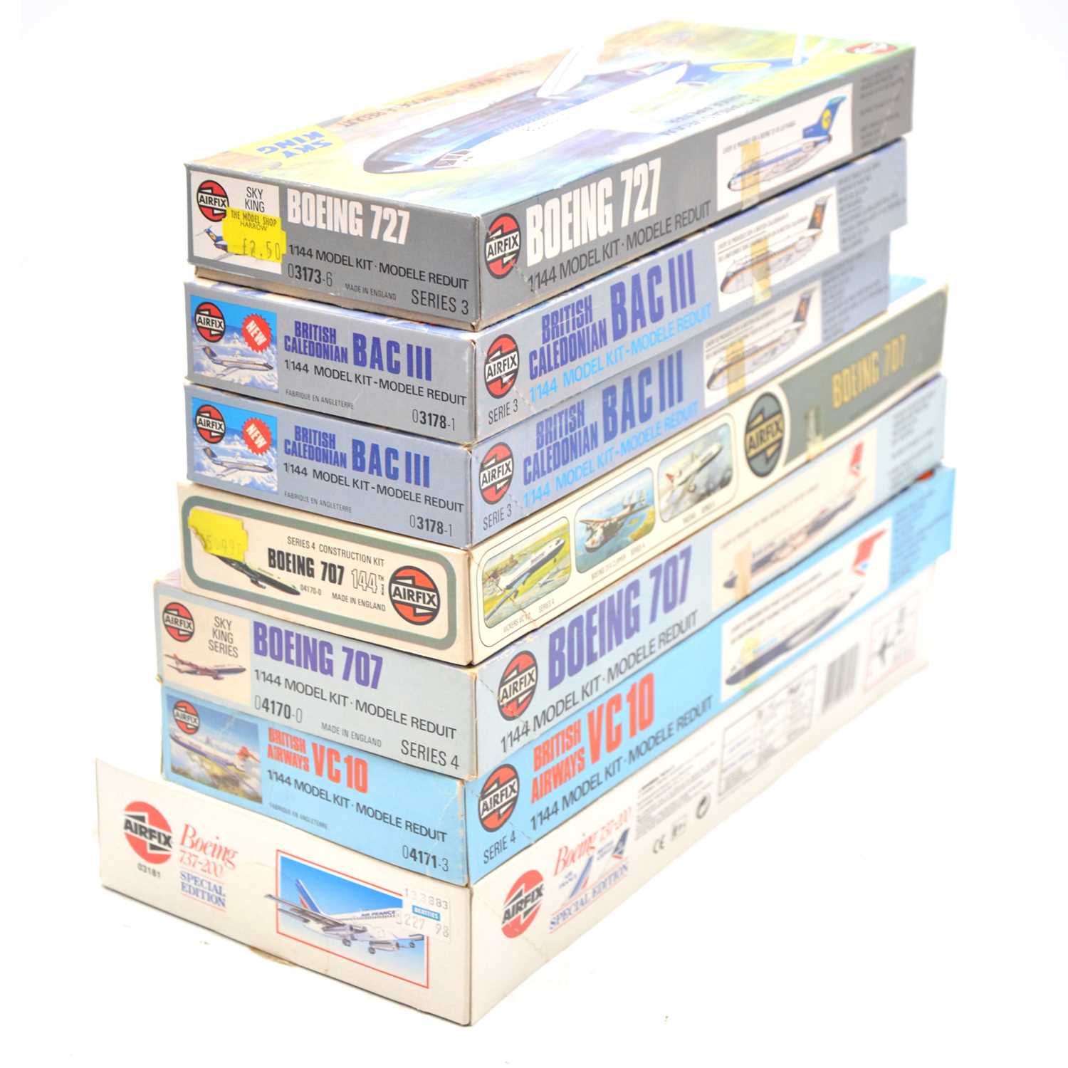144 Scale Lot 33 - Seven Airfix 1/144 scale model aircraft kits,