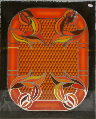 Lot 338 - Five vintage arcade glass panels, orange design