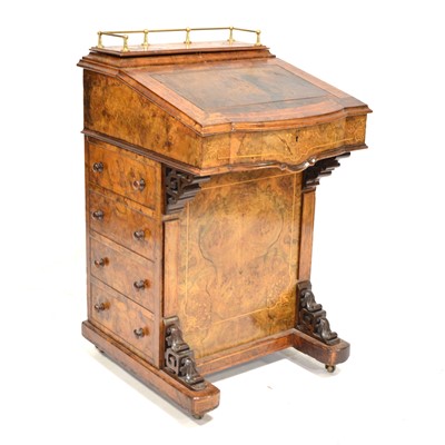 Lot 362 - Victorian figured and walnut inlaid Davenport