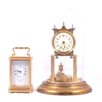 Lot 209 - Gilt brass anniversary clock and a modern carriage clock