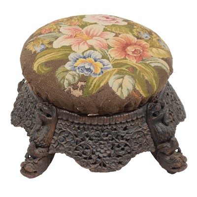 Lot 463 - Burmese carved teakwood stool